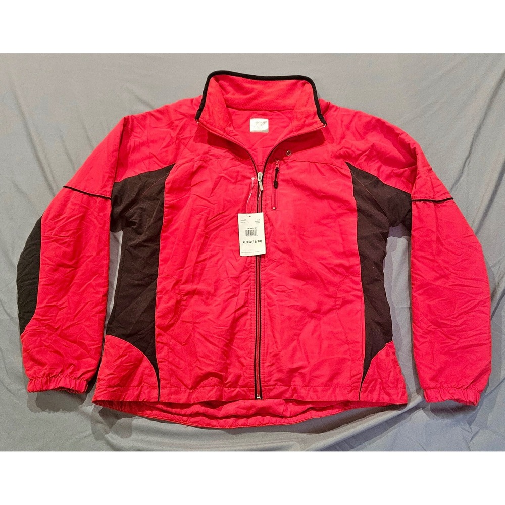 NEW Danskin Now Track Jacket Women XL 16/18 Red Fleece Lined Full Zip DL49S001